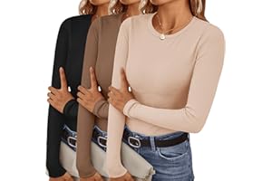EKOUAER Ekoauer 3pcs Haut Thermique Femme Manches Longues Chaud T-Shirt Col Rond Maillot de Corps Hiver, S-XXL