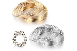 Simarro 200 Loop Steel Memory Wire Bracelet for Beads Jewelry Making - Silver DIY