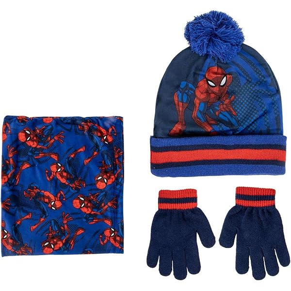 Ensemble Bonnet Et Gants Spiderman Marvel Pour Garçon - 100% Acrylique, Lavable Machine - Accessoires D'hiver Enfants