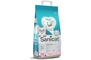 Sanicat - Arena para Gatos aglomerante Blanca - Aroma a petalos de Rosa | | Hecha de minerales Naturales y Garantiza el Control de Olor | 8 L de Capacidad