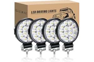 ‎RIGIDON RIGIDON 4 Pcs LED Arbeitsscheinwerfer, 3.2 Zoll 42W Rund LED Scheinwerfer 12V 24V Mini Rückfahrscheinwerfer Auto Offroad Beleuchtung für SUV ATV Traktor LKW 4x4, 6000K Weiß Nebelscheinwerfer