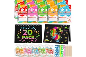 Faburo Scratch Art for Kids, Party Bag Fillers for Kids, 3-10 Year Old Girls Gifts for Easter Christmas EVE Gifts Birthday Presents Classroom(20pcs Rainbow Scratch Art Notes)