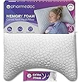 PharMeDoc Adjustable Shredded Memory Foam Pillow - Neck Pillow, Orthopedic & Ergonomic Curved Neck Support (Refillable Memory Foam), 1 Pack, Bed Pillow - Shoulder Pain Relief