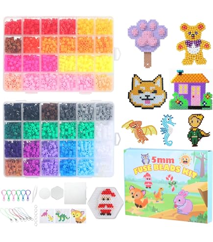 Set 2500 Perline Aquabeads + 3 Adesivi Auto - Gioco Creativo Fai Da Te Per Bambini Dai 3 Anni, Perline Sicure E Colorate