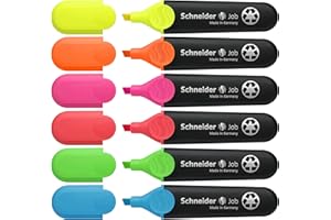 Schneider 115096 Pochette de 6 surligneurs Jaune/Orange/Rose/Vert/Rouge/Bleu