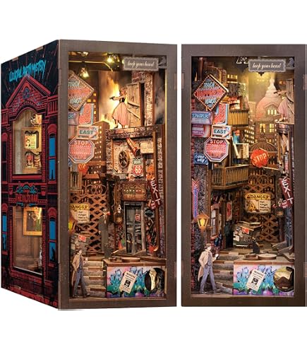 Book Nook Kit puzzle 3D en bois avec LED | Petite maison miniature pour bricolage créatif et décoration de la maison