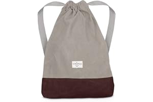VIKINGS Rucksack Gym Bag Sack Turnbeutel Baumwolle Canvas Tasche Sport Frauen Männer Kinder, Farbe:Beige