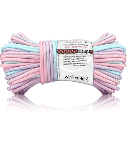 Ganzoo Paracord 550 Bleue – 30 M, 4 Mm, 7 Brins – Charge 250 Kg – Pour Survie, Camping, Tressage, Loisirs Créatifs