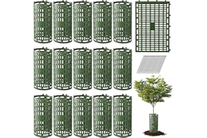 Lawei 16 Pack Tree Trunk Protector Plant Guard Protectors with Zip Ties, Garden Protection Tree Wraps Cages for Damaged Bark, Extendable Shrub Protectors from Trimmers, Mowers & Sun Scald