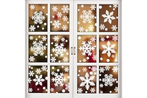 UMIPUBO Natale Vetrofanie Fiocco di Neve Adesivo PVC Rimovibile Adesivi Murali Fai da te Finestra Decorazione Vetrina Wallpaper Adesivi 216 PZ (bianco)