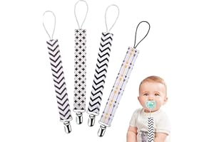 HONGXIN-SHOP Cadenas para Chupetes Impresión con Estilo Clips De Chupete para Bebé Infante Niños y Niñas 4 Piezas