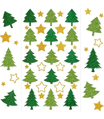 YXHZVON 6 Blätter Stern Sticker, Weihnachten Glitz Produktbild-Vorschau 12