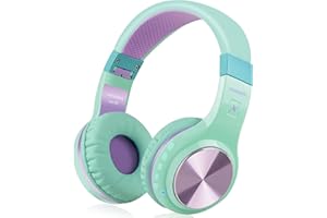 Riwbox Bluetooth-Kopfhörer, XBT-80 Faltbare, kabellose Stereo-Kopfhörer Over-Ear mit Mikrofon und Lautstärkeregelung, mit und ohne Kabel, für PC/Handys/TV (Grün&lila)