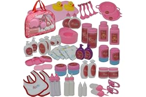 The New York Doll Collection 50 Piece Baby Doll Feeding & Caring Accessory Set in Zippered Carrying Case - Accessories for Dolls