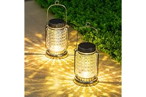 ‎BXROIU Bxroiu Pack of 2 Solar Lanterns for Outdoors, Glass Solar Lights, Decorative, for Wedding, Party, Garden, Warm White