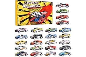 MICIEYCLE Calendrier de l'avent, Calendrier de l'avent Enfant, 24 Pièces Voitures à Tirer Jouet, Jouet Voiture de Course, Cadeau Noel, Jouet Fille Garçon Enfant 3 4 5 6 7 8 9 Ans, Alliage Voiture (colorful)