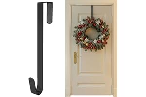 SR ESSENTIALS Wreath Hanger for Front Door, 12" Wreath Door Hanger, Perfect for Halloween, Wedding & Christmas Decorations Over Door Hanger (1Pc Black)