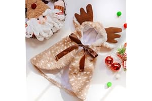 sulanmo Costume Noel Chien, Cape d’Élan de Noël pour Chiens Chats, Vetement Hiver pour Petit Animaux de Compagnie (L, Beige)