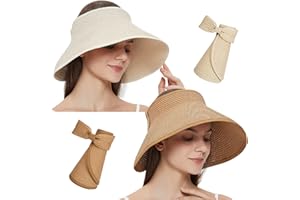 Maylisacc Visière Chapeau de Paille Plage Soleil Bord Large pour Femme UPF 50+ Protection D'Été
