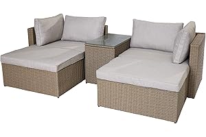 riess-ambiente.de Outdoor Garten Lounge Set XXL MODULAR Natur Polyrattan Sitzgruppe inklusive Kissen