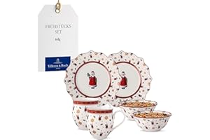Villeroy & Boch - Toy's Delight Frühstücks-Set für 2 Santa 6-teilig Bunt, Weihnachten, Geschirr Set mit Frühstückstellern, Tassen und Schüsseln, Weihnachtsgeschirr, Premium Porzellan