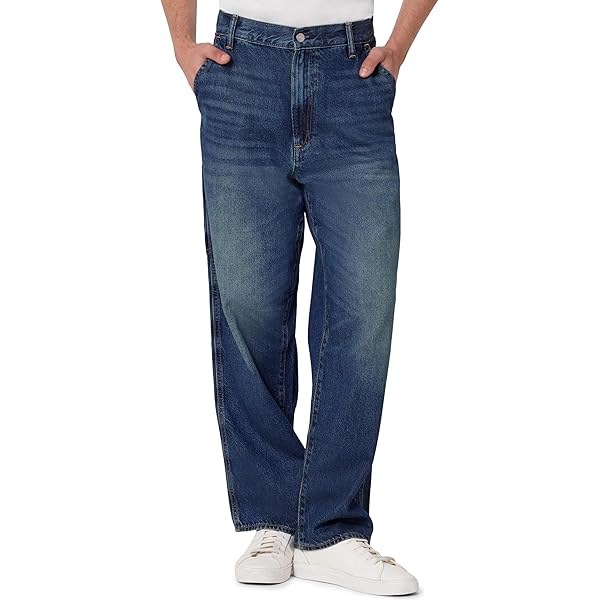 GAP Men's Baggy‑Fit Non‑Stretch Dark‑Wash Carpenter Jeans, Dark