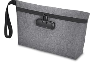 Brifit Security Smell Proof Bag with Combination Lock, 13 x 8 Inches Waterproof Money Bag, Men & Women's Smell Proof Pouch, Portable Carry Handle Bag for Cash, Travel, Bank Deposits, Credit Cards