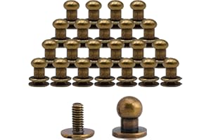 CZ Store Rivetti in Pelle 6x8mm -✮GARANZIA A VITA✮- Vite Tubolare in Bronzo - Bottoni a Pressione, Borchie per Cintura, Scarpe, Borsa, Pantaloni in Pelle, Cuoio - Stile Vintage - Confezione da 25