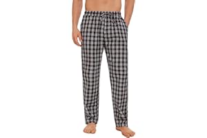 Aseniza Pantalon Pijama Hombre Invierno Largos 100% Algodón Pantalones Pijama Hombre Cuadros Pantalón Pijama de Estar por Casa（Negro + Blanco + Rojo，XXL）