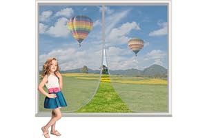 HYNSERV Magnetic Window Mosquito Net Grey 50x50cm Insect Protection Fly Curtain Automatically Closed for Balcony Door Cellar Door Adhesive Mounting Without Drilling