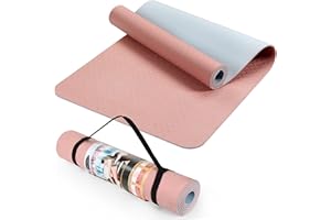ACTIVE FOREVER Yoga Mat for Women men, Non-Slip, TPE Exercise Mat With Carrying Straps, Workout Mat for Pilates, Stretching, Pilates, Home Gym -183 x 61 x 0.6 CM