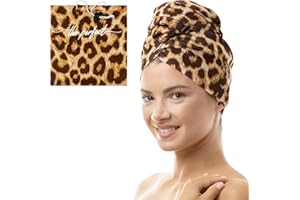 THE PERFECT HAIRCARE Asciugamani in microfibra per capelli ricci, in microfibra liscia, ultra fine e non strutturata, per capelli ad asciugatura rapida, senza grovigli, (120x70 cm) leopardato