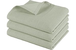 Pagnanno. – Hotel Quality Kitchen Tea Towels & Waffle Weave – Professional Grade Cotton 45 x 70 cm | Super Absorbent and Fast Drying dish, Kitchen and Bar Towels (Pack of 3 (45x70cm), Sage Green)