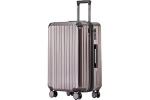 Münicase M816 TSA Lock, Expansion Joint, Telescopic Handle, Travel Suitcase with 4 Wheels, Hard Cover, Size 76 cm, Coffee, coffee, Hard case