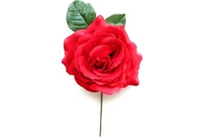 BRANDELIA Flores Flamencas de Mujer Adorno de Pelo Flor Artificial Típica Flor Flamenca Feria de Abril Sevilla y Flor para el El Rocío Accesorio Baile Flamenco, Ø13cm Rojo