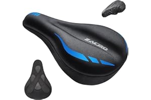 Zacro Bike Seat Cushion - Gel Padded Bike Seat Cover for Men & Women Comfort, Adjustable Vel-cro Secure Bicycle Cushion, Upgraded Installation Fit with Peloton, Indoor & Outdoor Bicycle Saddle(11"x7")