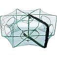 QWORK® Foldable Fishing Net, Nylon Crab Net, Shrimp Net, Perfect For Crab, Crayfish, Eel, Shrimp, 6 Holes
