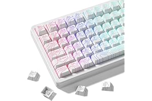 dagaladoo Double Shot PBT-Tastenkappen, 119 Tasten, Weiß, topografisch, glänzend, benutzerdefinierte Tastenkappen, Cherry Profil, benutzerdefinierte Tastatur-Tastenkappen für 60/65/75/TKL/96/100%