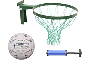 AVONSTAR TRADING Deal Package Strong Netball Hoop INCLUDES size 5 netball and Pump Robust Hoop made in Britain, Regulation, Green