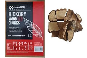 Exstream BBQ Barbecue Smoking Wood Chunks Food Smoke Apple, Hickory, Oak, Cherry, Mesquite 100% Natural No Chemicals (Hickory 3 Litre)