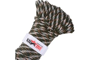 KADACTIVE Paracord Rope 550 Multifunction - 30meter - 7 Strand Nylon Cord - for Outdoor, Indoor Use - Crafting, Keychains, Camping, Survival Rope - Camo