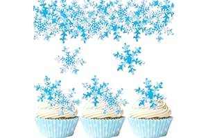 ENLACE Frozen Tortendeko Weihnachten Essbar,50 Stück Esspapier Schneeflocken Tortendeko,Snowflake 2 Farben Frozen Kuchen Deko Geburtstag,Schneeflocken Cupcake Topper,Schneeflocken Muffin Deko