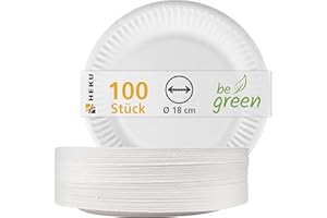 HEKU - Plato de papel (redondo, diámetro de fibra), color blanco, Ø 18cm