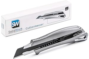 SolidWork taglierino professionale in alluminio di alta qualità - Cutter professionale con blocco di sicurezza e lama ultra affilata.