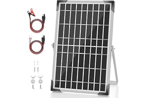 Voltset 10W 12V Solar Panel Kit, Monocrystalline Solar Battery Trickle Charger Maintainer + Built-in MPPT Charge Controller + Adjustable Mount Bracket for Car, RV, Boat, Motorcycle, Gate Opener