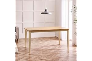 Furniturebox UK 6 Seat Large Solid Wood Table - Salcombe Wooden Dining Table - Pale Oak Stain Top Cream Legs - Bright Fresh Take on Classic Traditional Farmhouse Dining Furniture - Solid Rubberwood