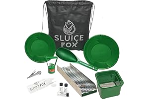 SLUICE FOX Gold Panning Kit | Mini Sluice Box | Black Sand Magnet | Free Tote Backpack
