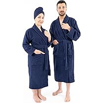 Peignoir Caleffi Homme/Femme 100% Coton - Super Doux, Absorbant - Avec Capuche, Poches Et Ceinture - Pour Salle De Bain, Spa