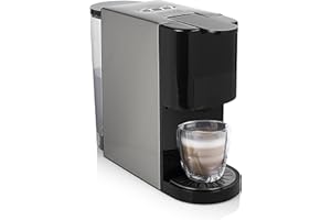 Princess Machine à café multi-capsules 4 en 1 - 1450 watts, capsules, dosettes, café moulu, sans BPA, 249450, 01.249450.01.001, noir, argent