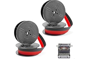 FERUCHUN 2 Stück Schreibmaschinenband,10M Farbband Schreibmaschine, Kompatibel mit Modell DIN 2103/32755 Nylon Schreibmaschinen Farbband (Rot + Rot)